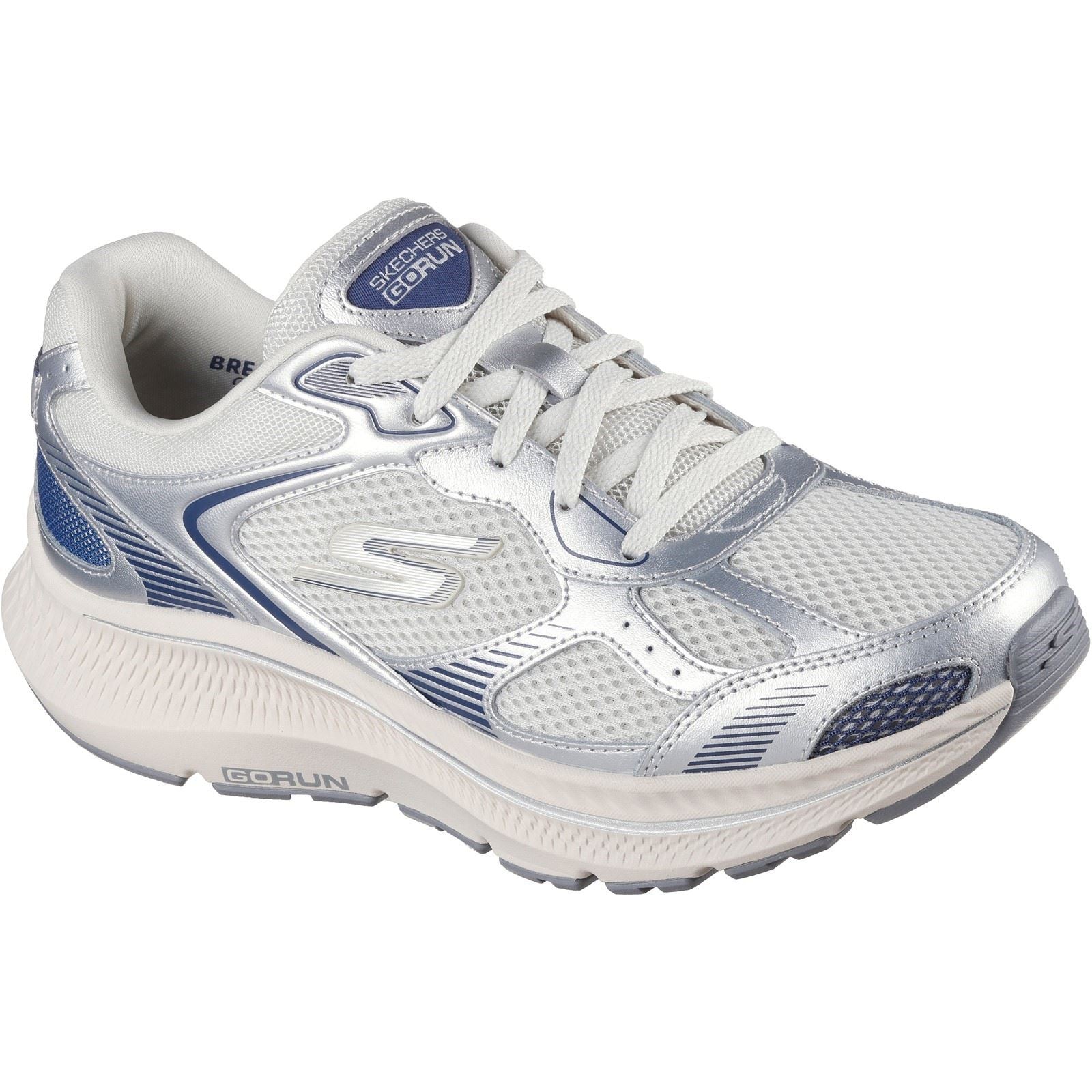 Skechers GO RUN Consistent 2.0 Volt Baskets Pour Femmes En Cuir Argent/marine