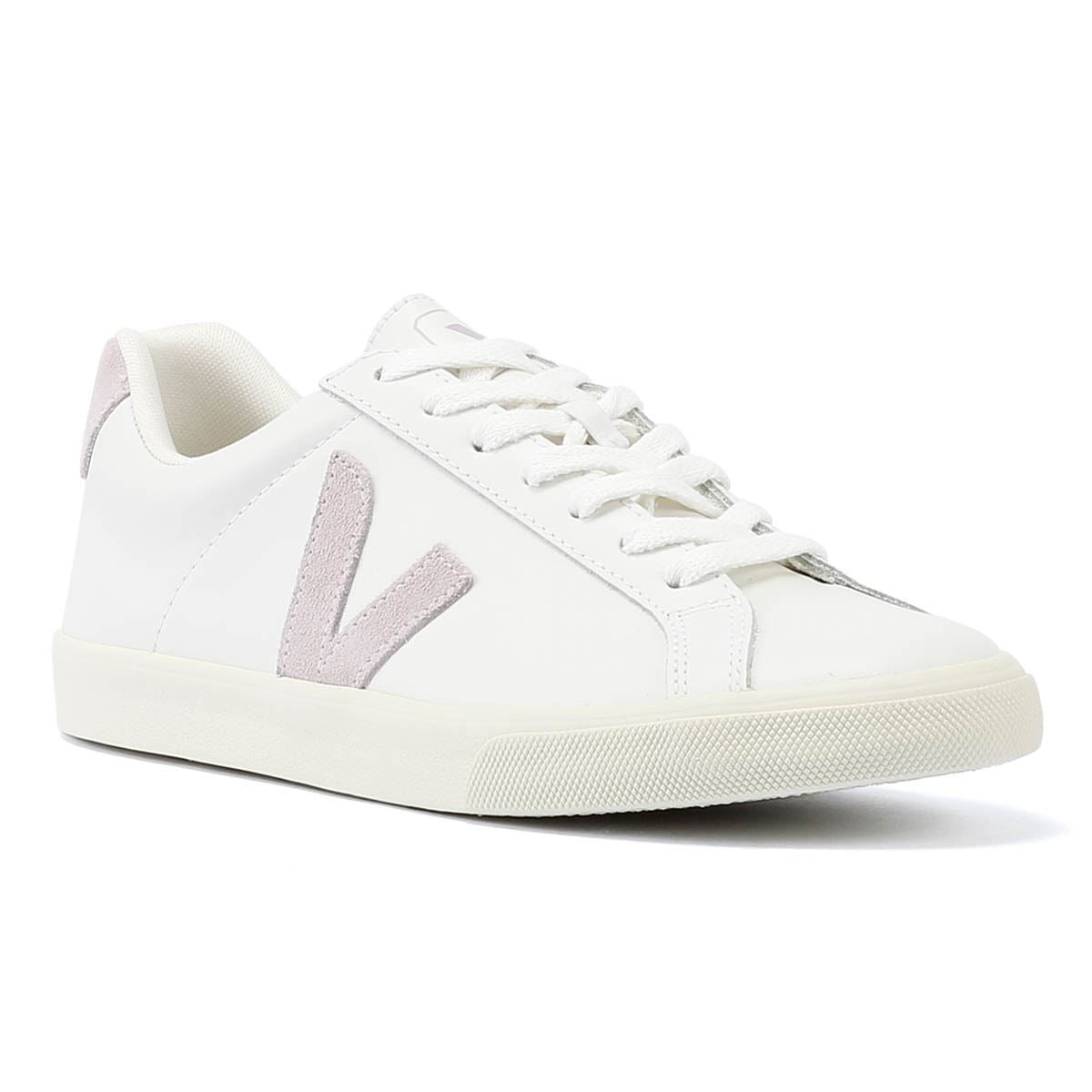 Veja Esplar Baskets Femme En Cuir Blanc/Parme
