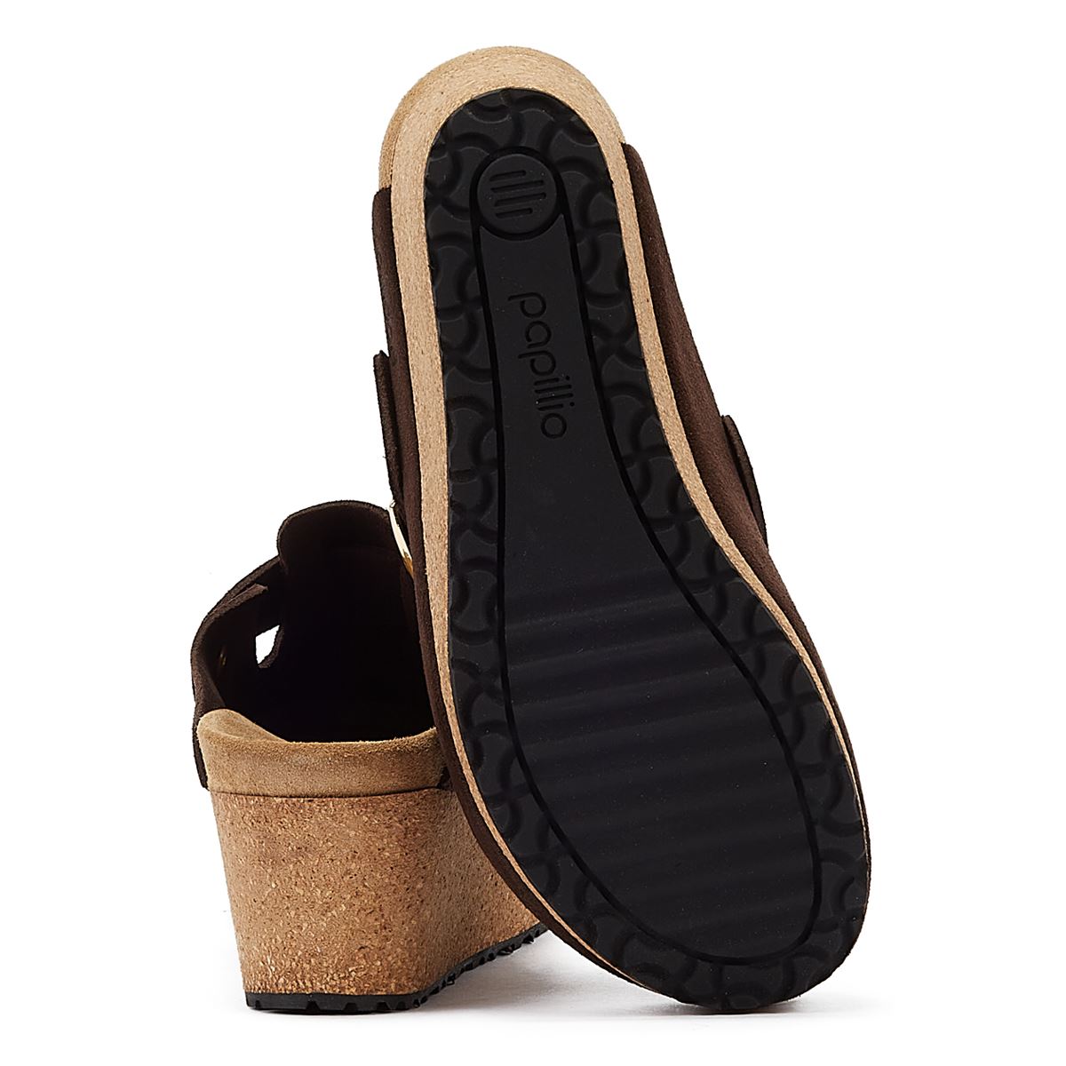 Birkenstock Sandalons À Talons Compensés En Daim Et Cuir Suédé Brun Pour Femmes