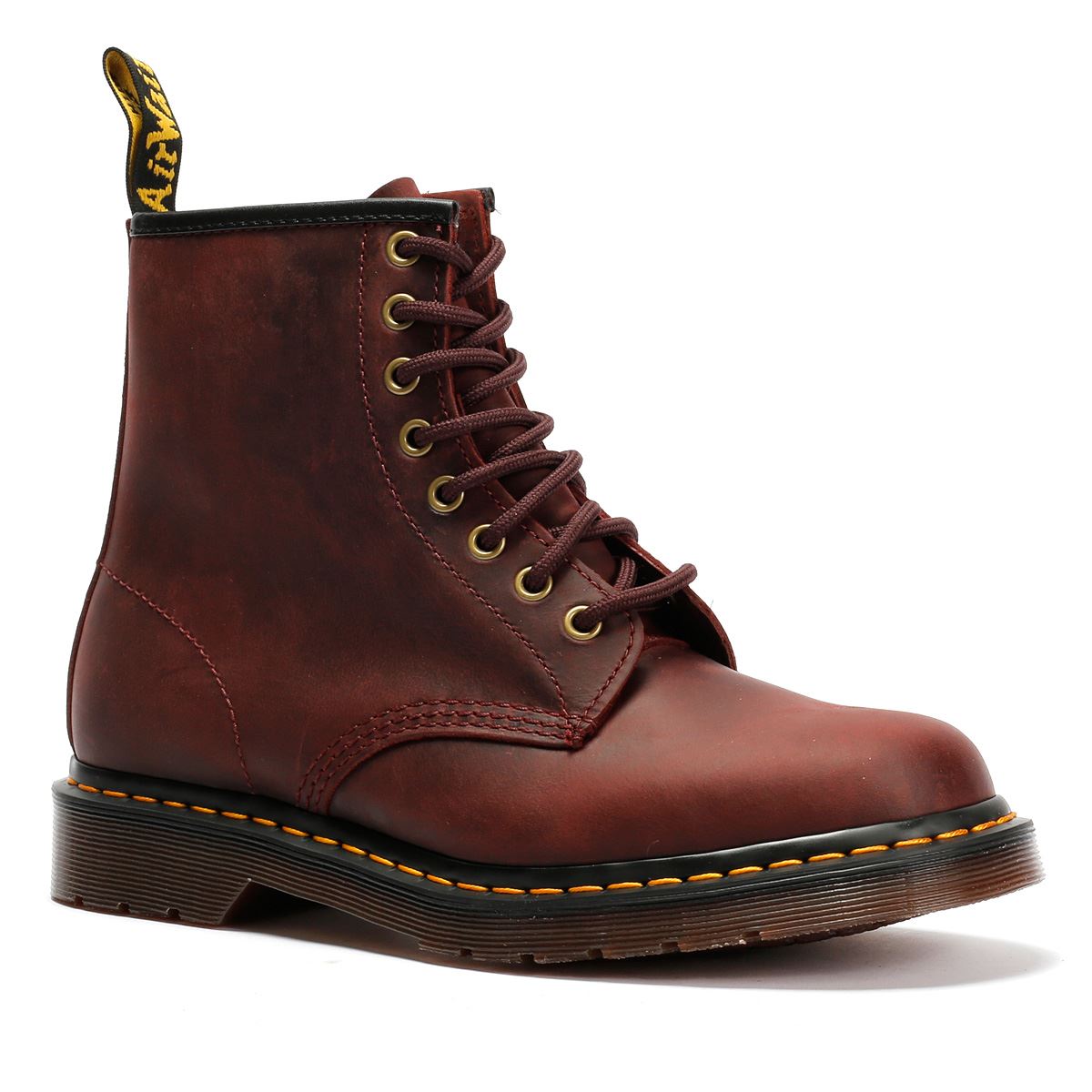 Dr. Martens 1460 Crazy Horse Bottes Rouges En Cuir