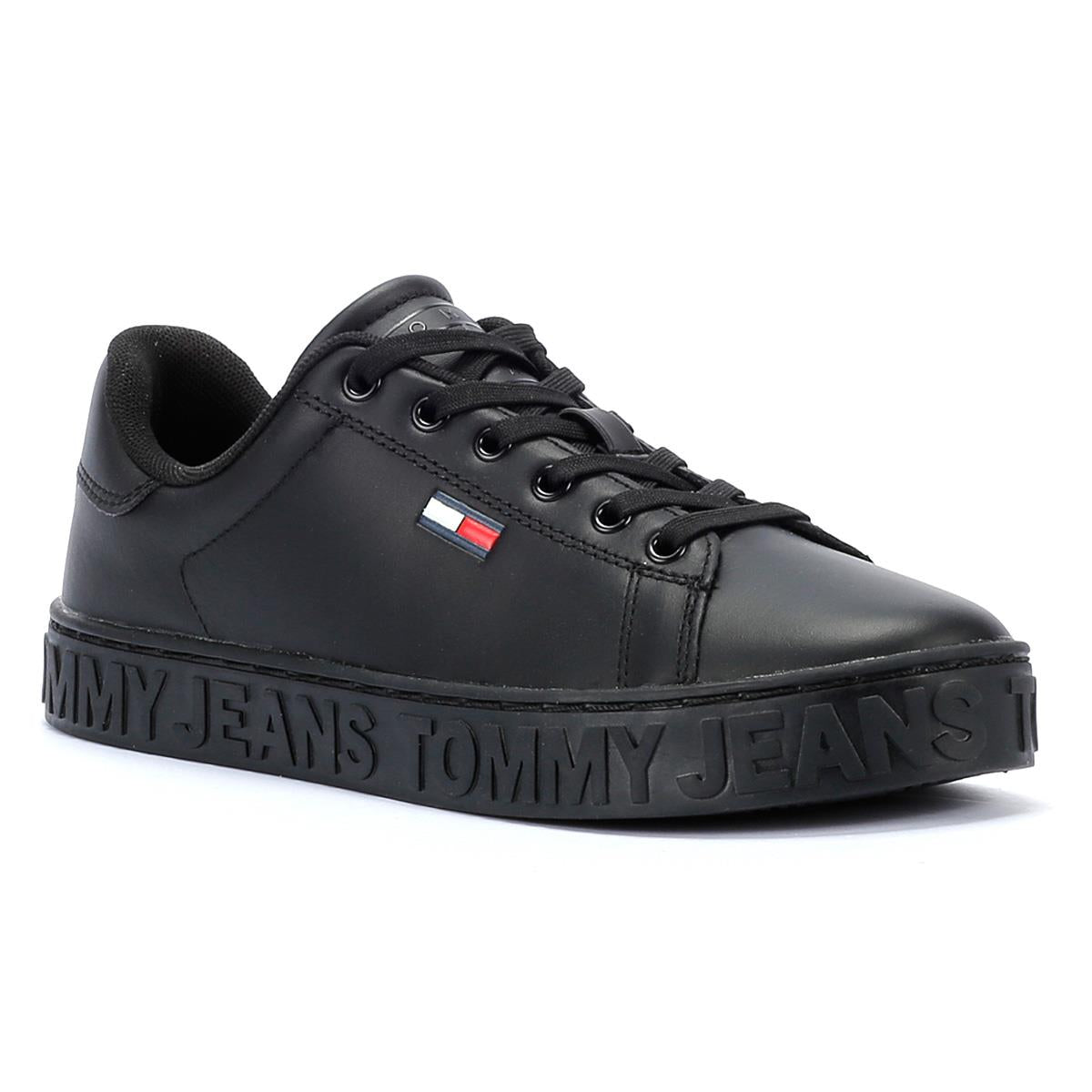 Tommy Hilfiger Cool Sneaker Baskets En Cuir Noir Pour Femmes