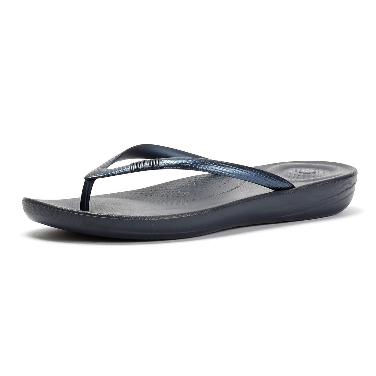 FitFlop Iqushion Ergonomic Tongs En Caoutchouc Bleues Pour Femmes