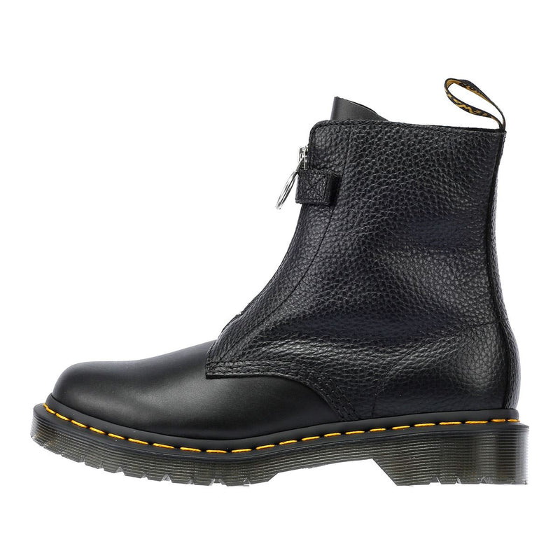 Dr. Martens 1460 Pascal Front Zip Bottes Noires En Cuir Pour Femmes