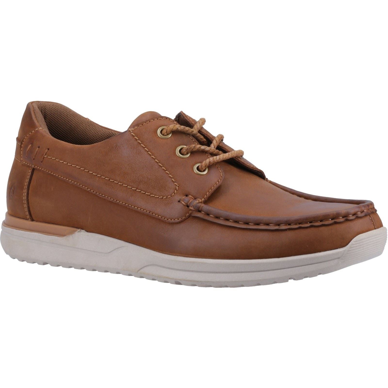 Hush Puppies Howard Chaussures En Cuir Pour Homme À Lacets De Couleur Beige.