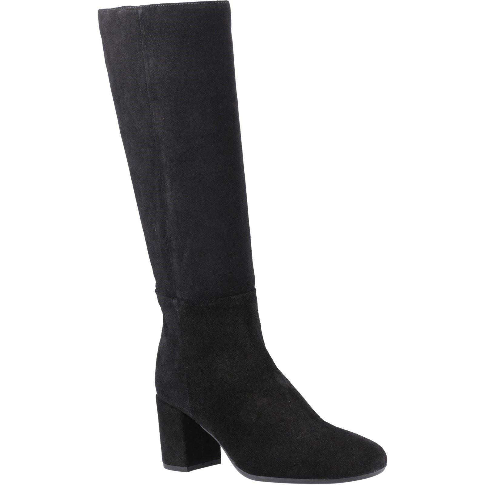 Hush Puppies Oprah Femmes Suédoises Bottes Noires À Talons Hauts Jusqu'aux Genoux