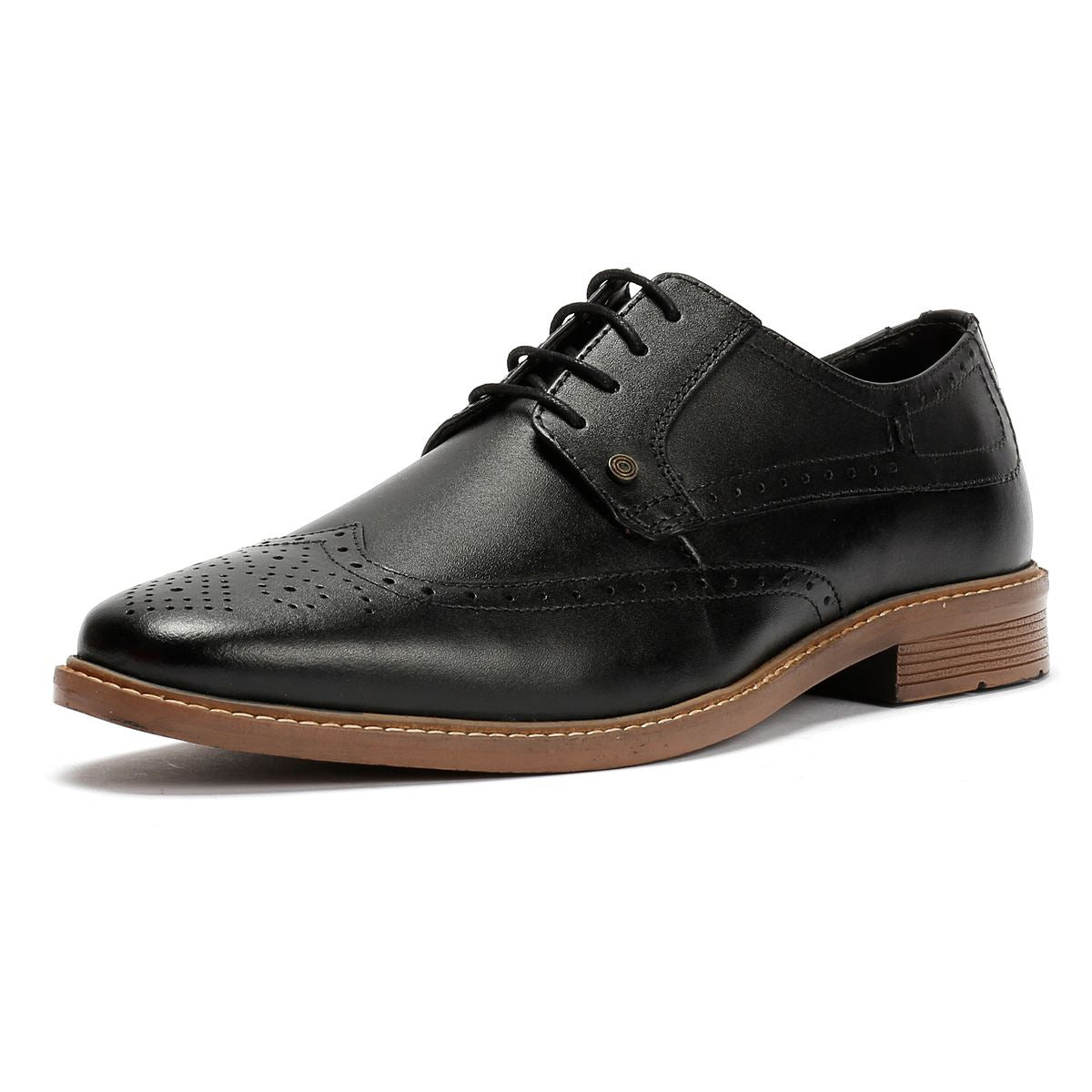 Lambretta Stockton Chaussures Noires En Cuir Pour Homme À Lacets