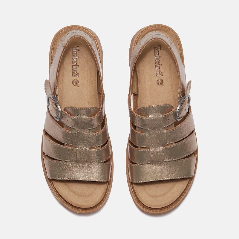 Timberland Clairemont Way Fisherman Sandales En Cuir Doré Pour Femme