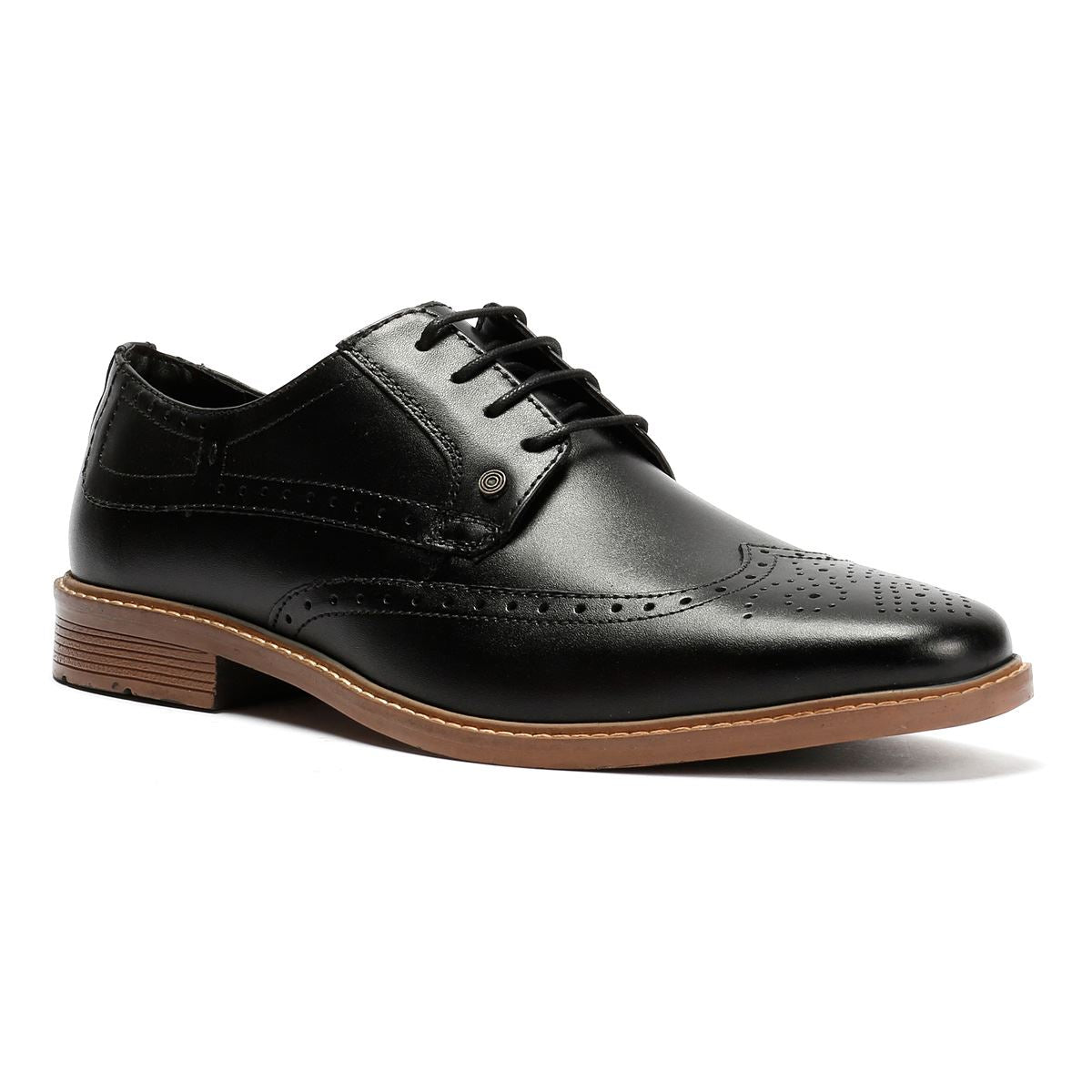 Lambretta Stockton Chaussures Noires En Cuir Pour Homme À Lacets