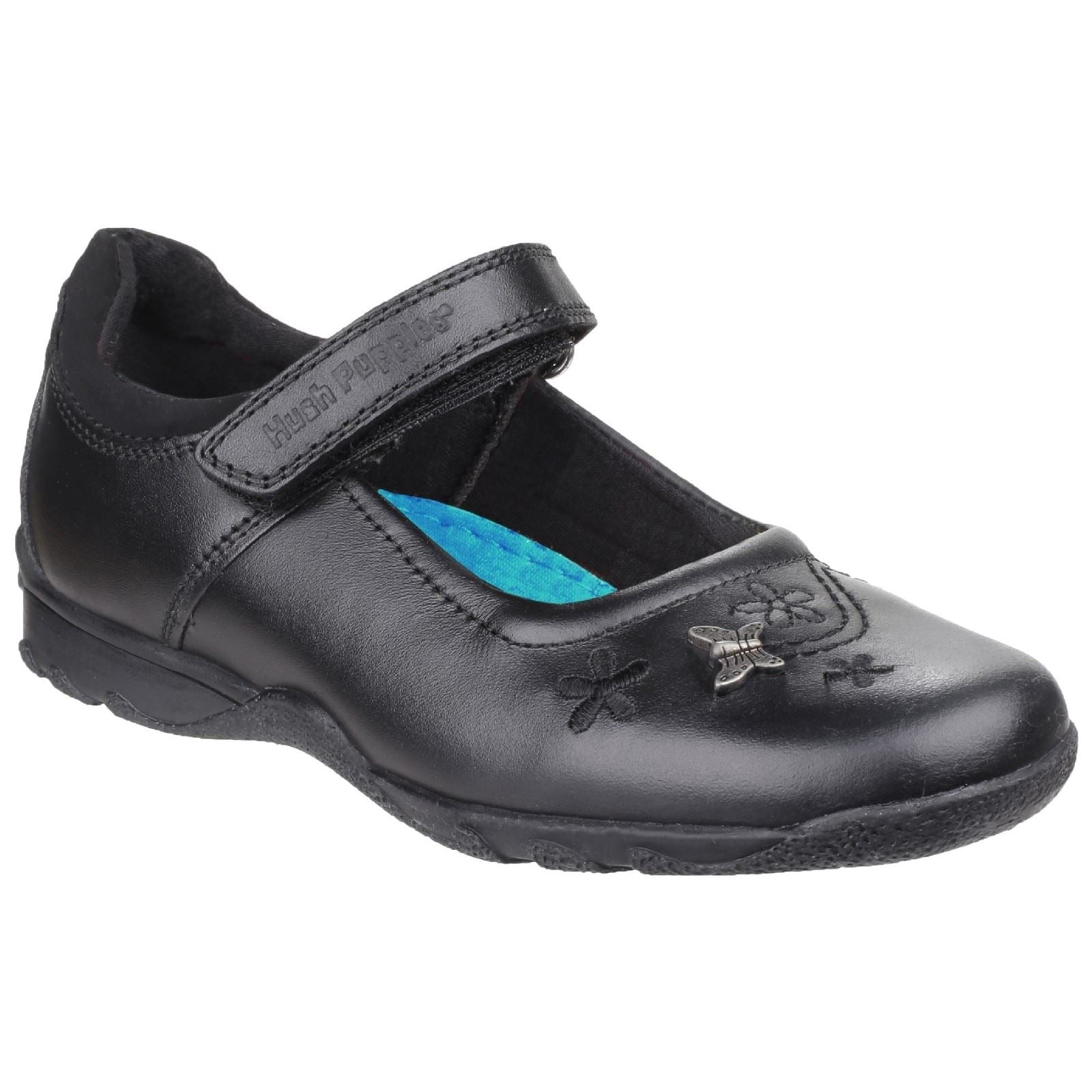 Hush Puppies Clare Junior Chaussures Noires Pour Filles En Cuir