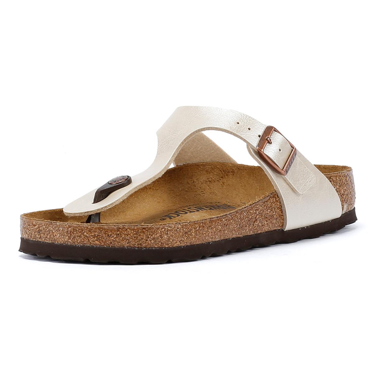 Birkenstock Gizeh Birko Flor Sandales Blanches Gracieuses Pour Femmes