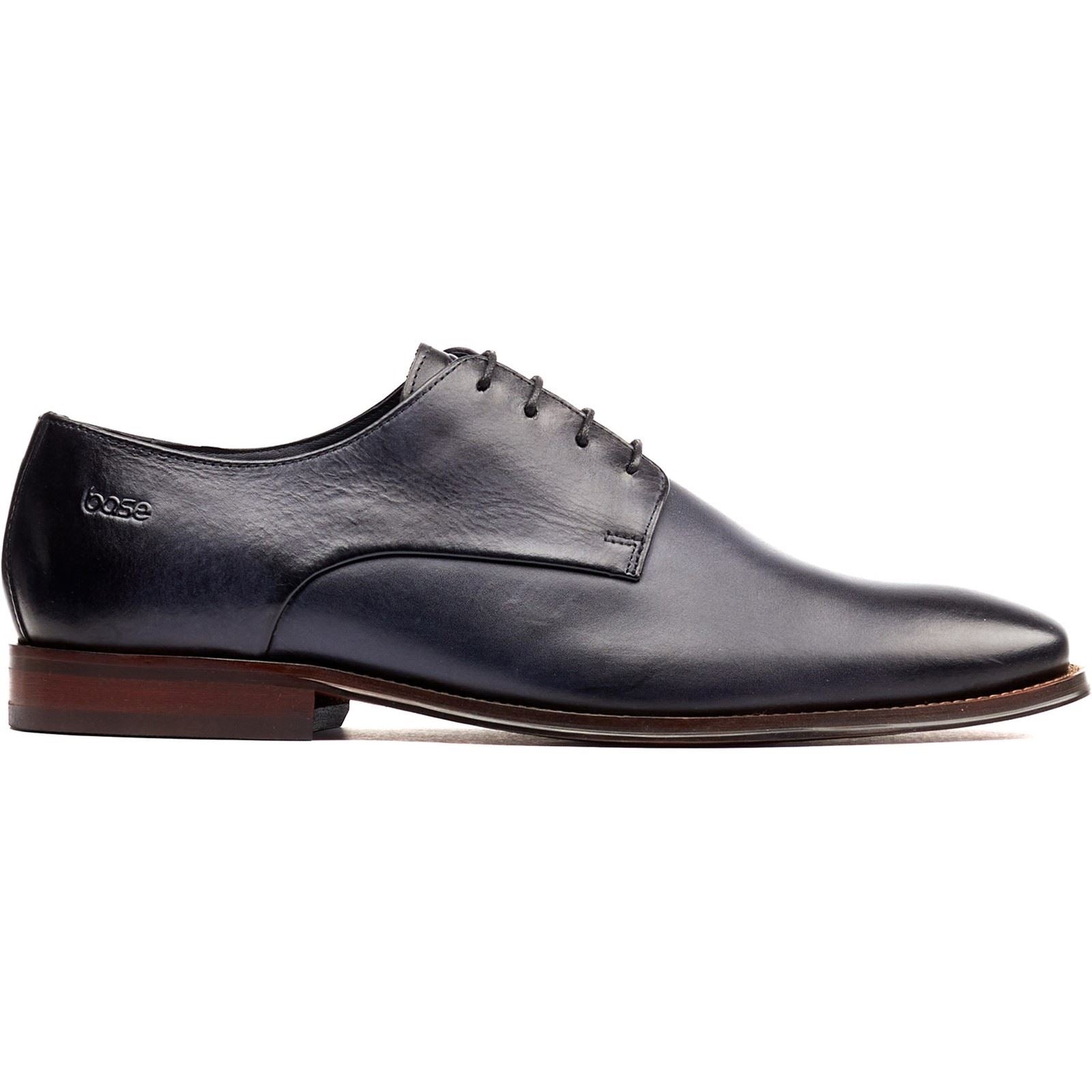 Base London Marley Derby Chaussures À Lacets En Cuir Pour Hommes, Bleu Marine