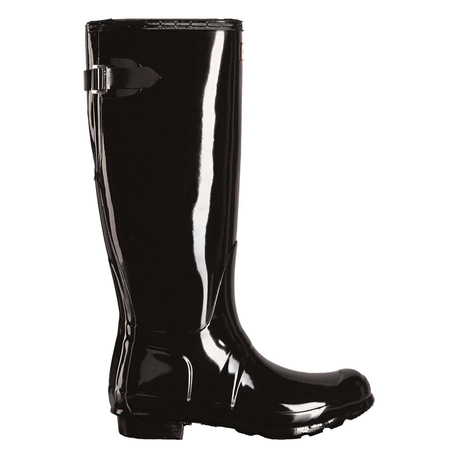 Hunter Tall Back Adjustable Gloss Bottes En Caoutchouc Pour Femmes, Noires
