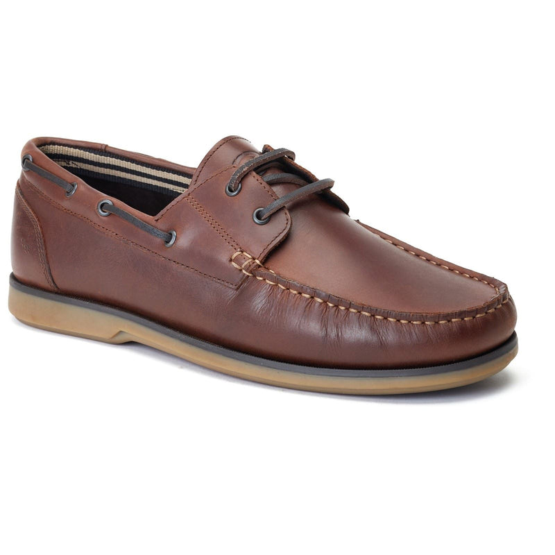 Base London Stern Chaussures Bateau En Cuir Pour Homme, Marron Brûlé