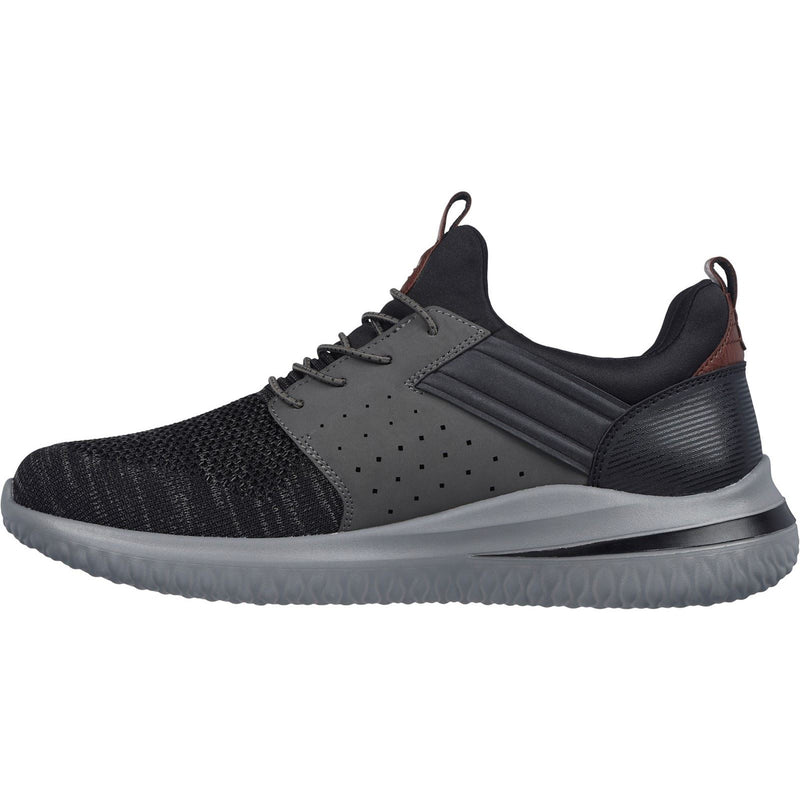 Skechers Delson 3.0 Cicada Wide Baskets Homme Noires/Grises En Textile
