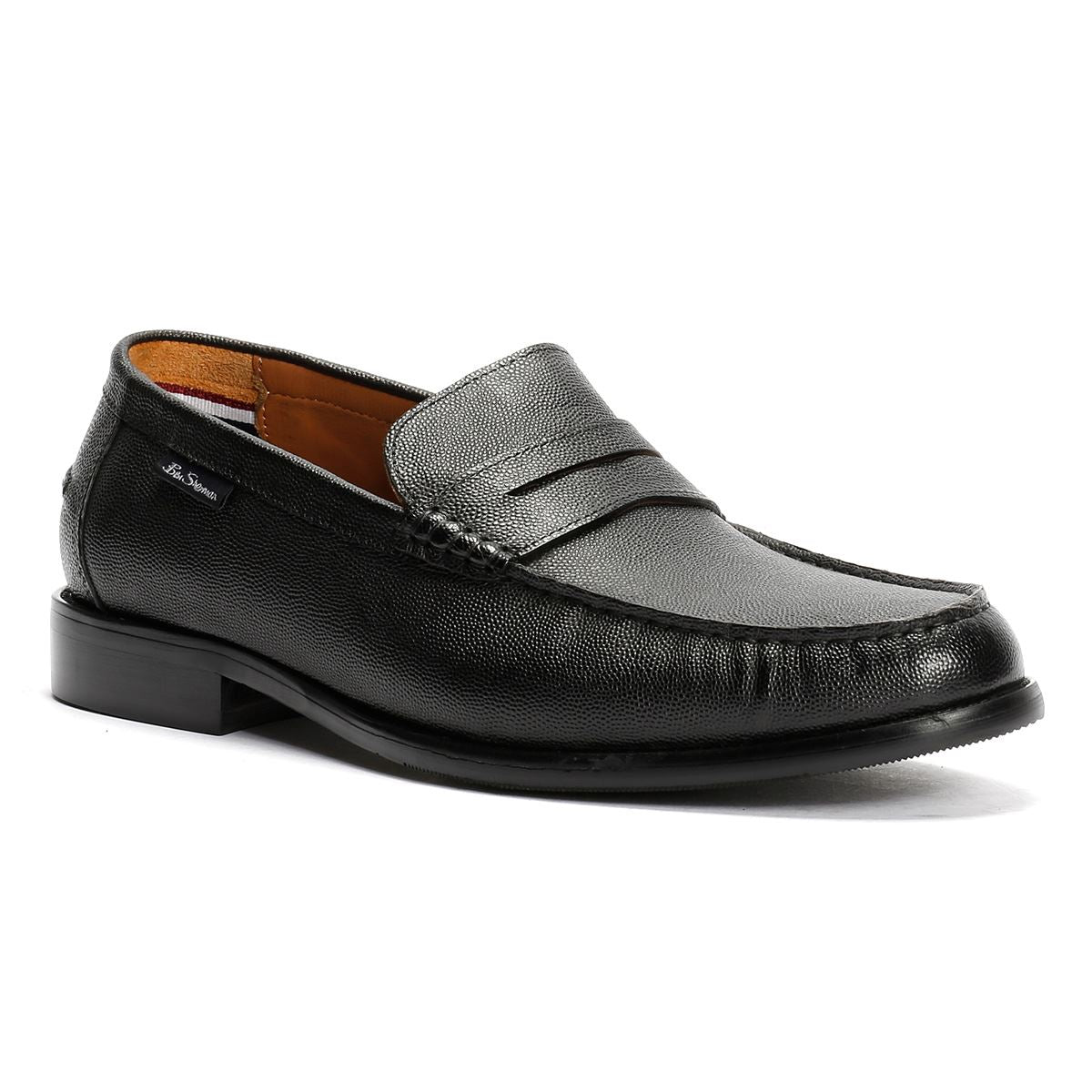 Ben Sherman Hester Mocassins Noirs En Cuir Pour Hommes