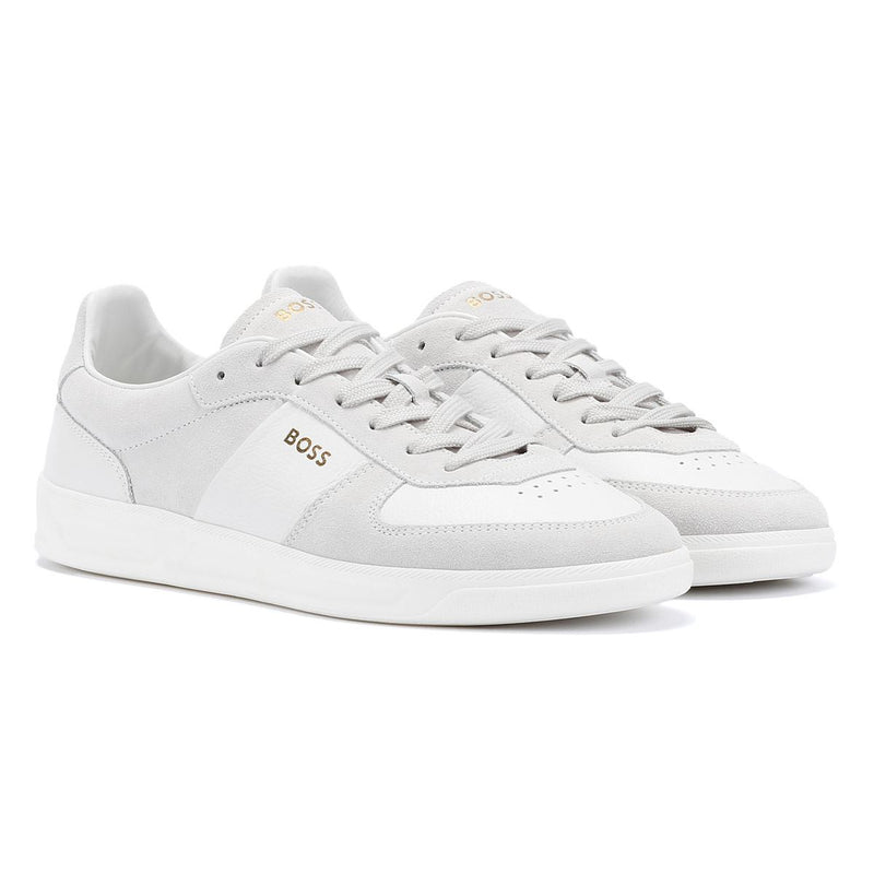 Boss Brandon Baskets Blanches Pour Hommes En Daim