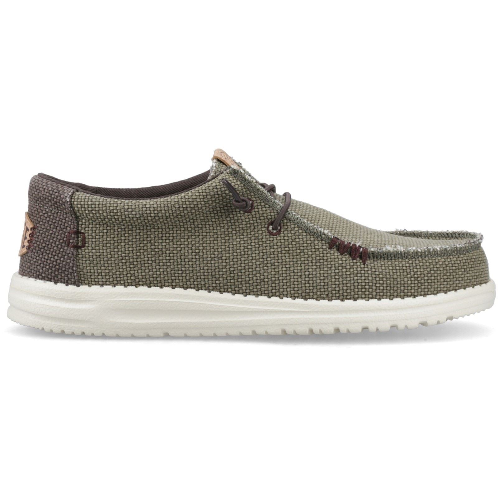 HEYDUDE Wally Braided Mocassins Pour Hommes En Olive Brûlé/Brun Delicioso