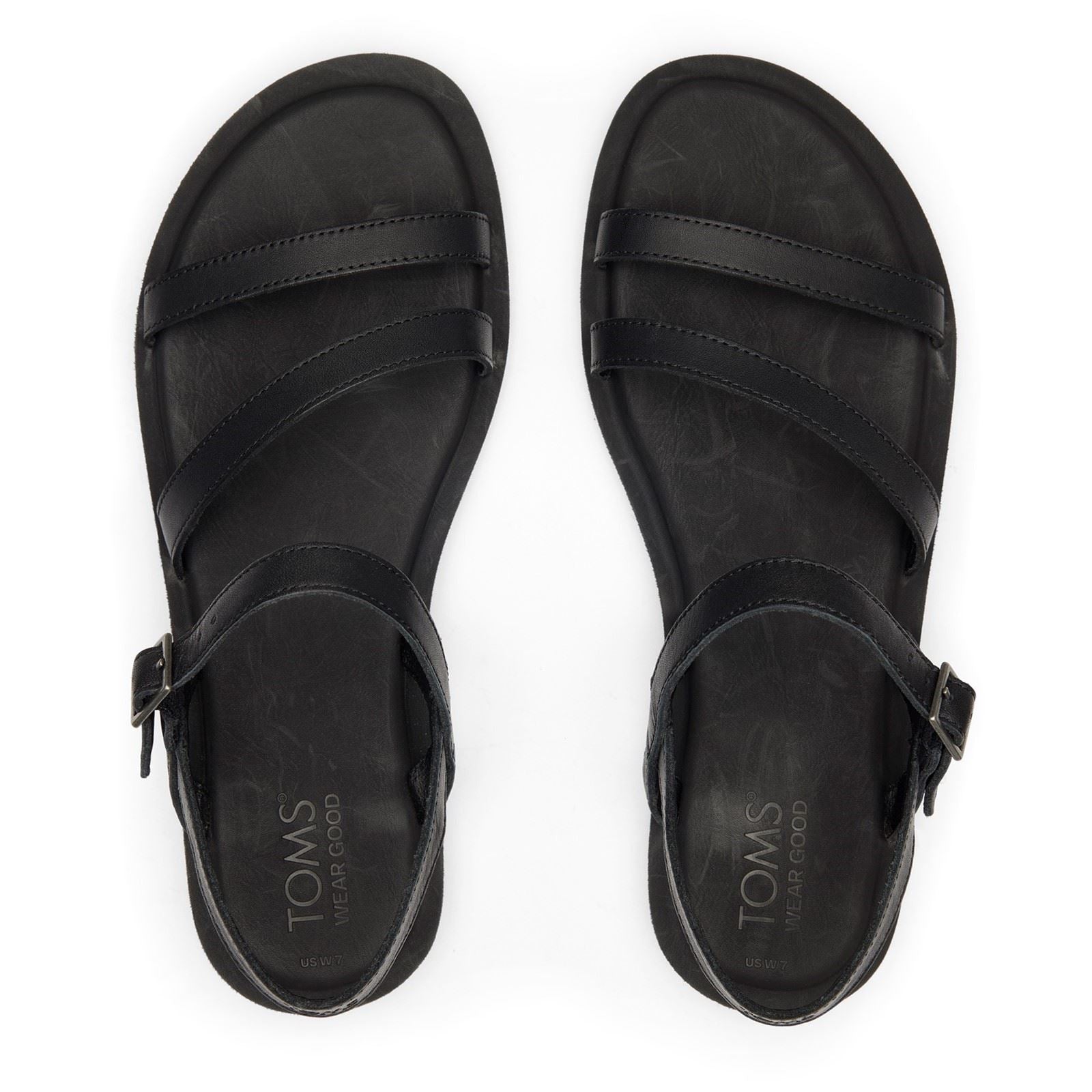 TOMS Kira Sandales Noires En Cuir Pour Femmes