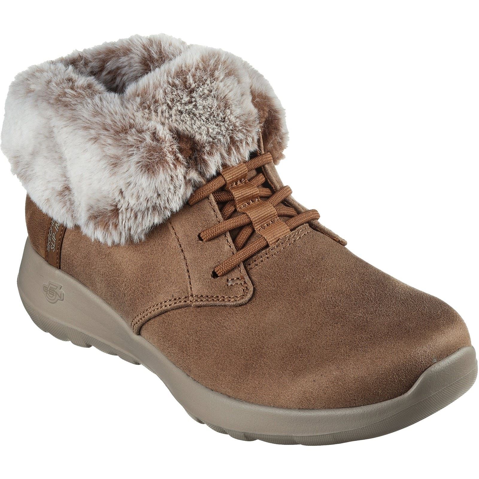 Skechers On-the-GO Joy Cozy Charm Bottes De Cheville D'hiver Pour Femme En Polyester Couleur Châtaigne