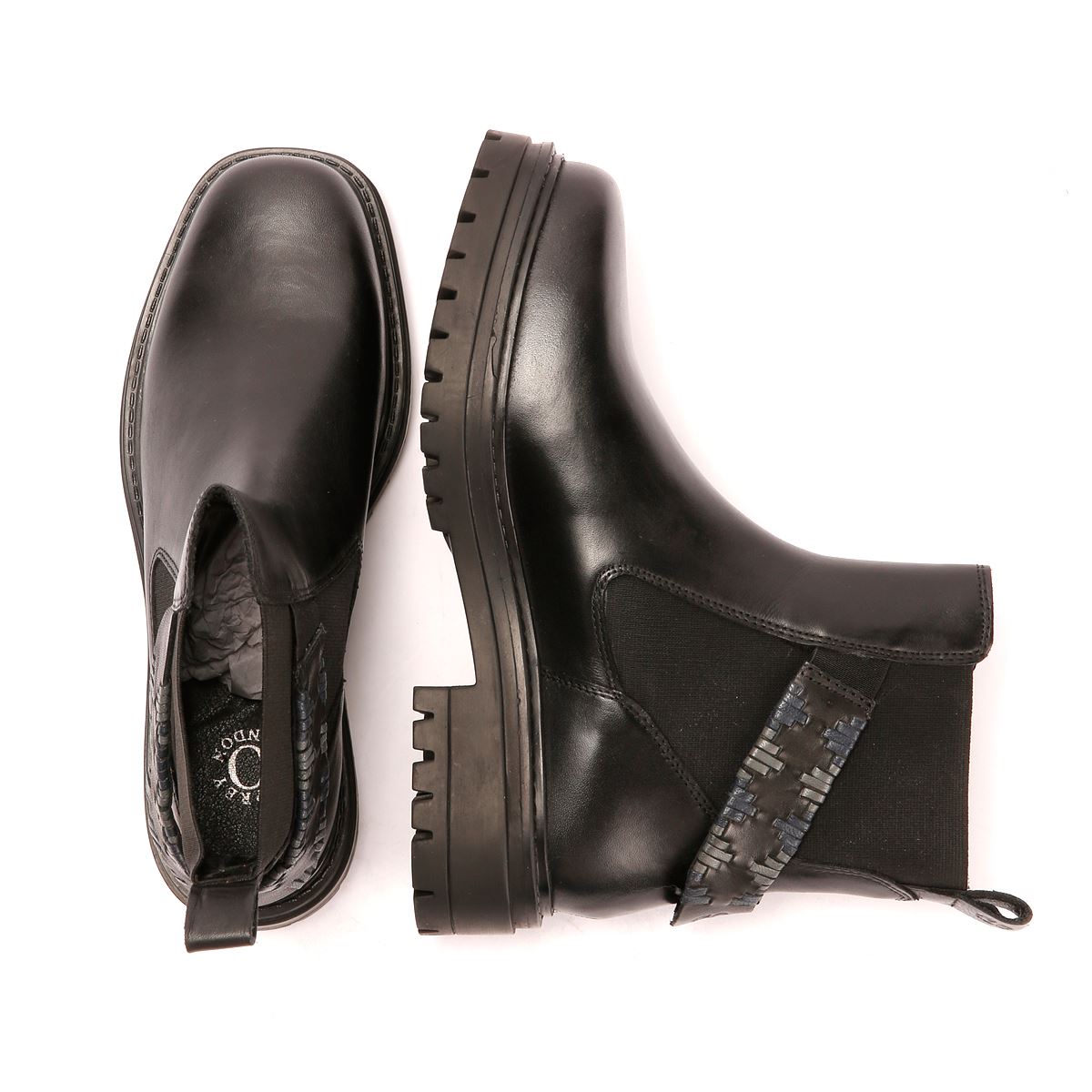 Osprey London The Guildford Chelsea Bottes Noires En Cuir Pour Femmes