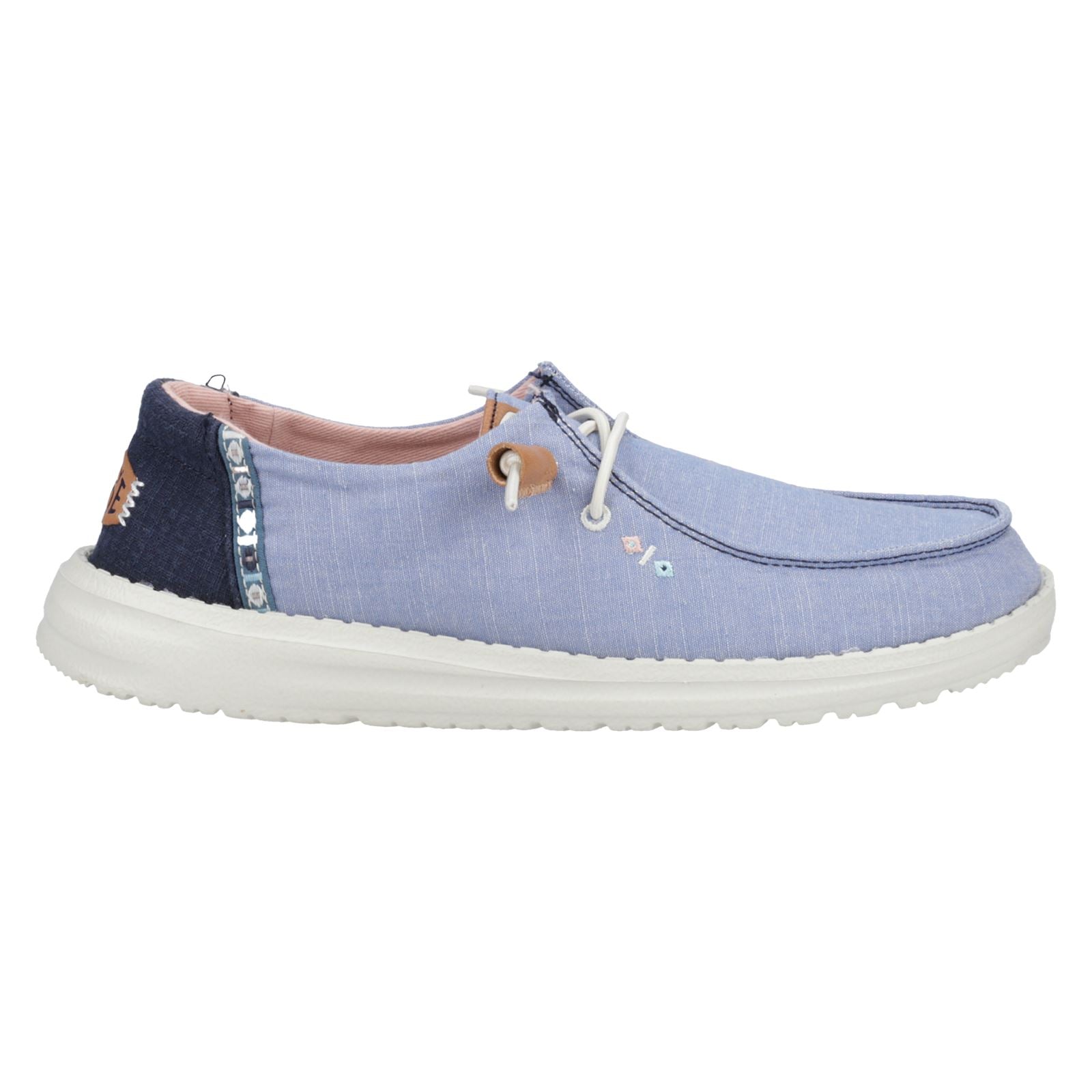 HEYDUDE Wendy Chambray Boho Mocassins Bleus Pour Femmes En Coton 100%