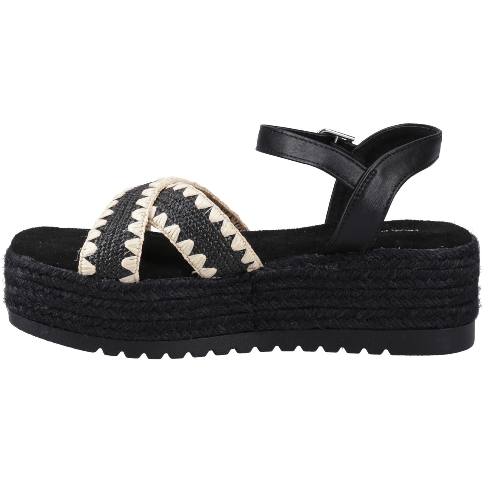 Hush Puppies Jemma Espadrille Sandales Pour Femmes En Polyuréthane Noir