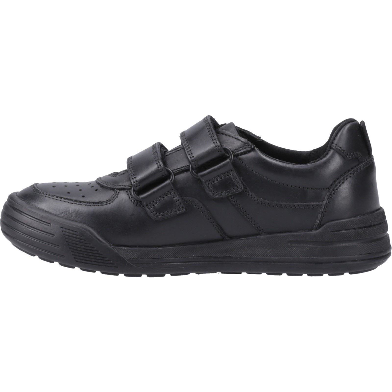 Hush Puppies Sully Chaussures Noires Pour Garçons En Cuir.