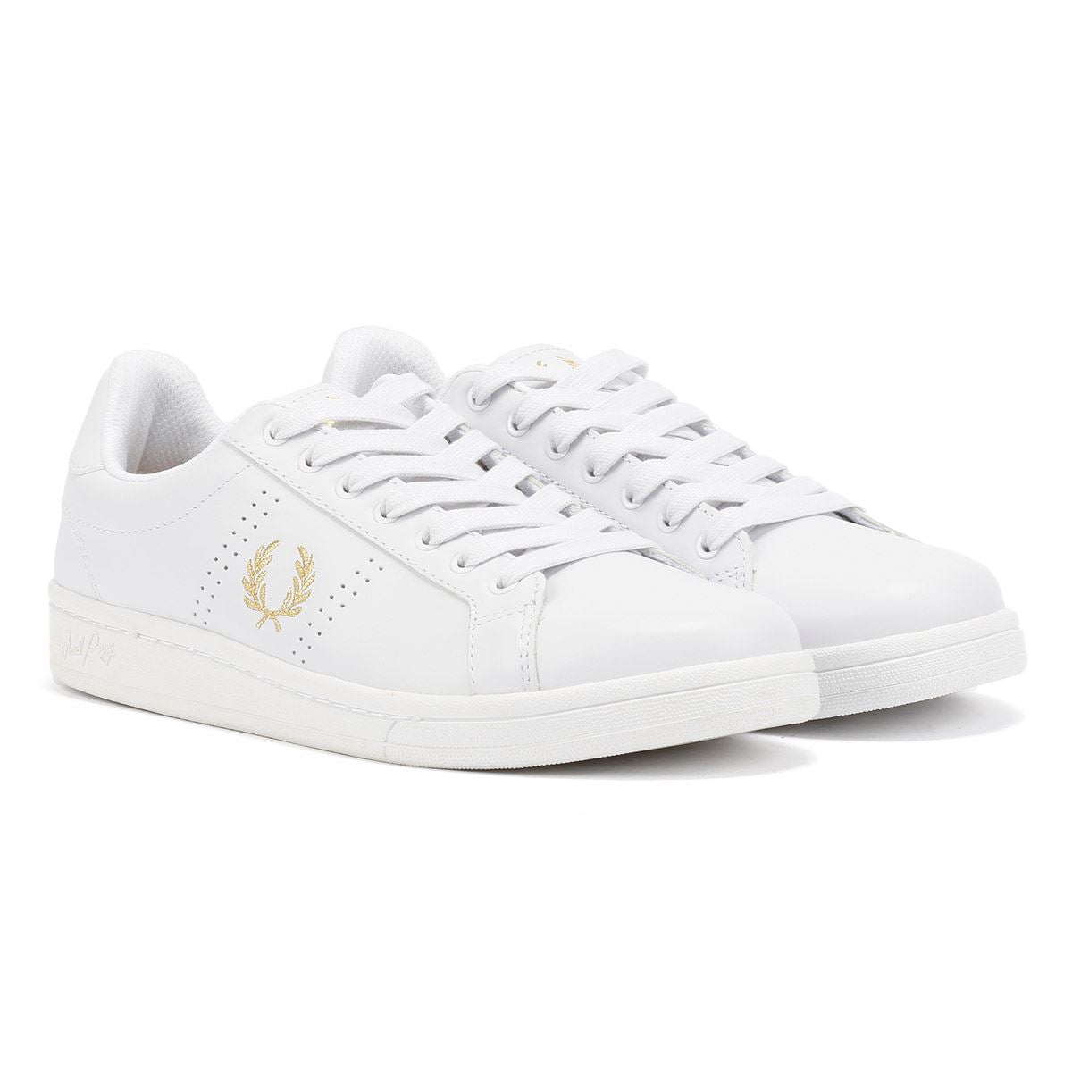 Fred Perry Cupsole Baskets Blanches En Cuir Pour Hommes