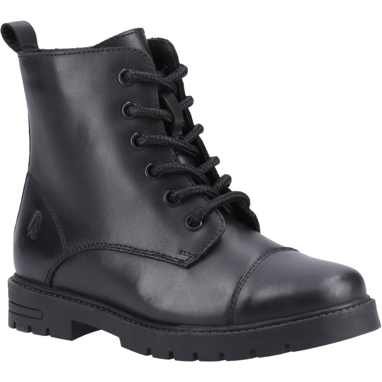Hush Puppies Lauren Senior Chaussures Noires Pour Filles En Cuir