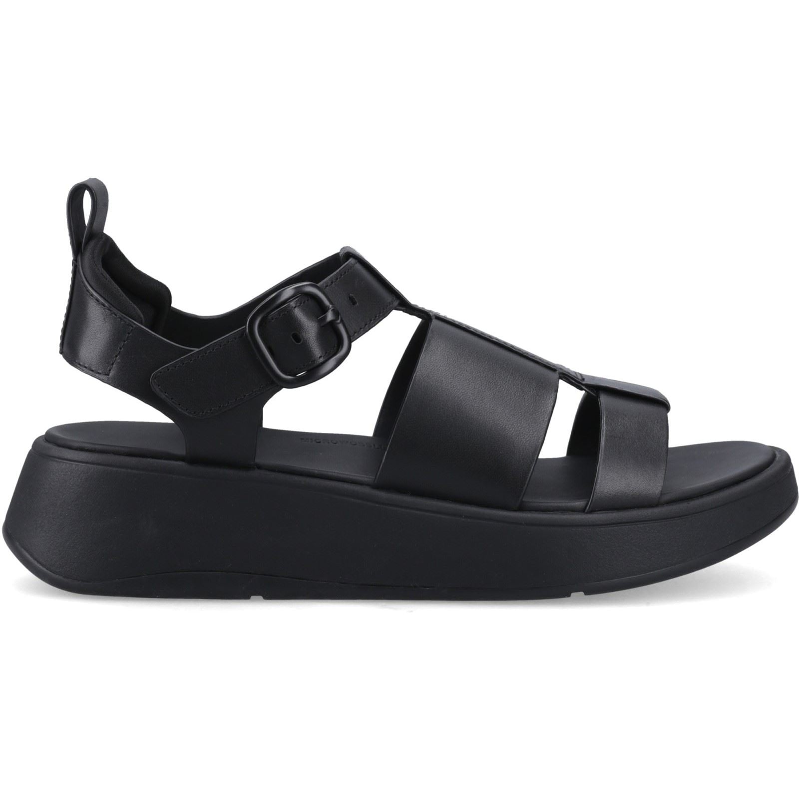 Fitflop F-Mode Fisherman Sandales En Cuir Pour Femmes Noires À Coupe Étroite