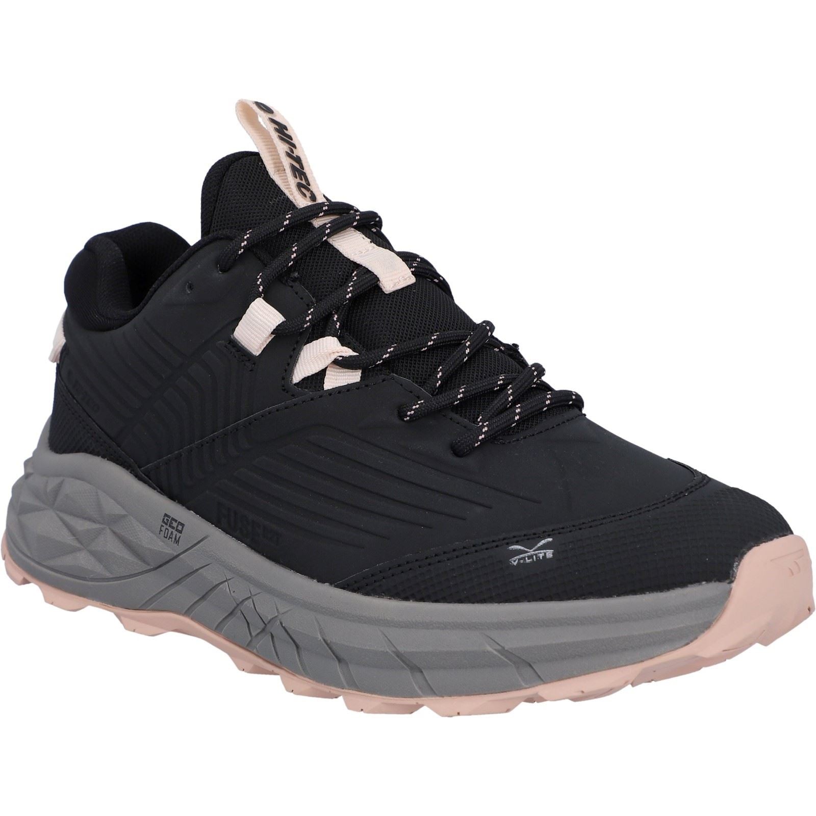 Hi-Tec Fuse Trek Sneakers Pour Femmes En Polyester Noir/gris Ardoise/rose Camée