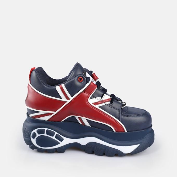 Buffalo 1339-14 Chaussures De Sport En Cuir Bleu Pour Femmes