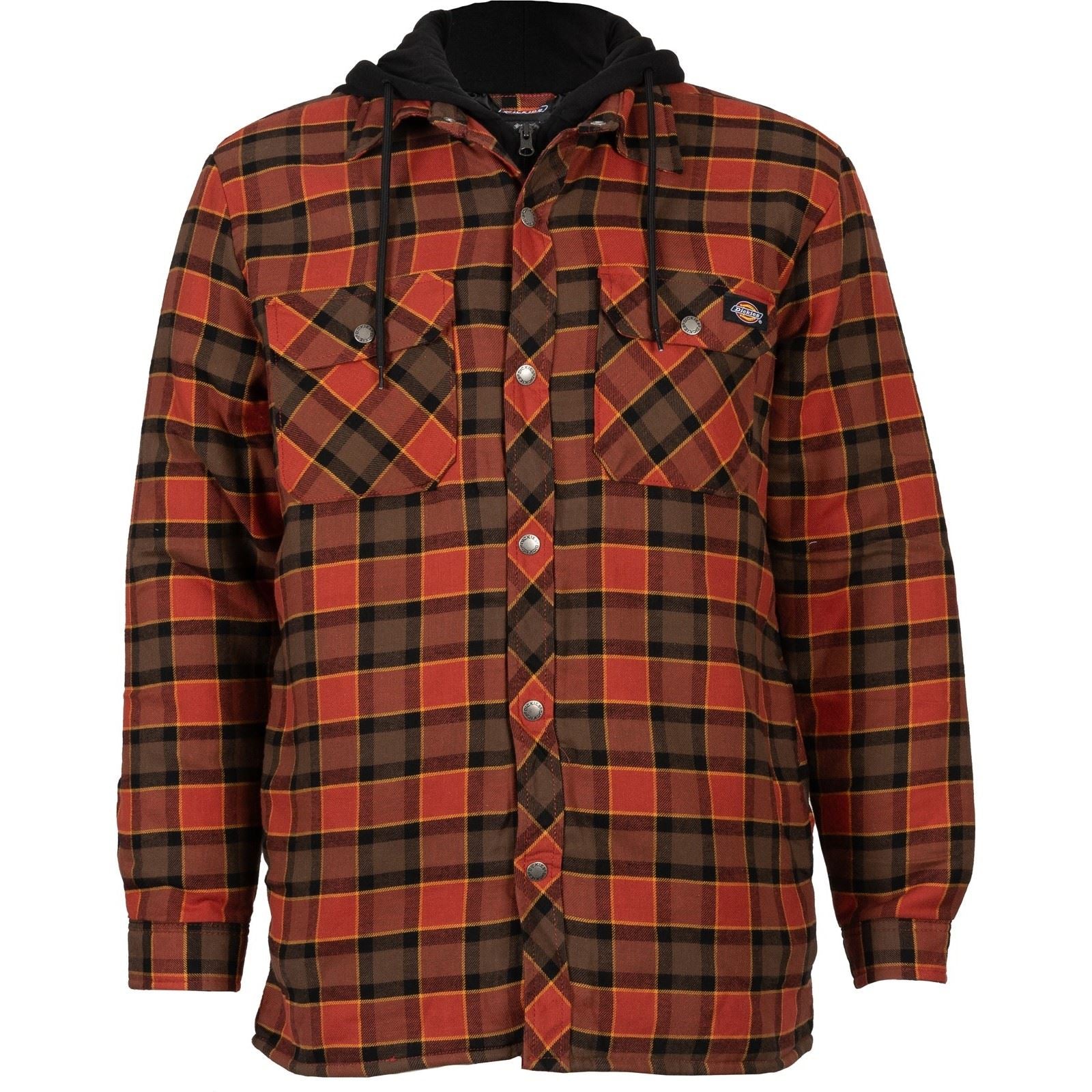 Dickies Fleece Hooded Flannel Shirt Veste Chemise Rouge Pour Homme