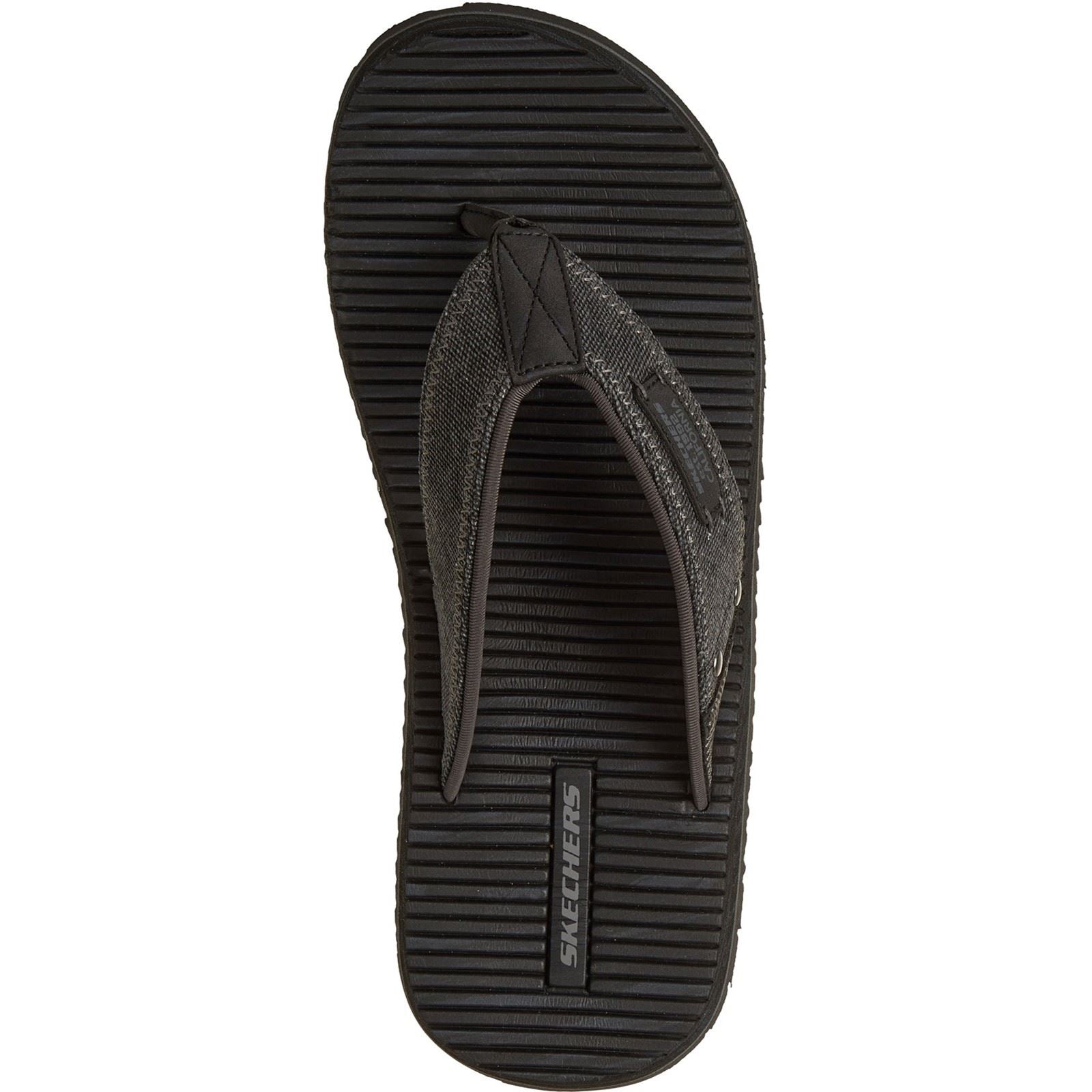 Skechers Quill Tongs Noires En Textile Pour Homme