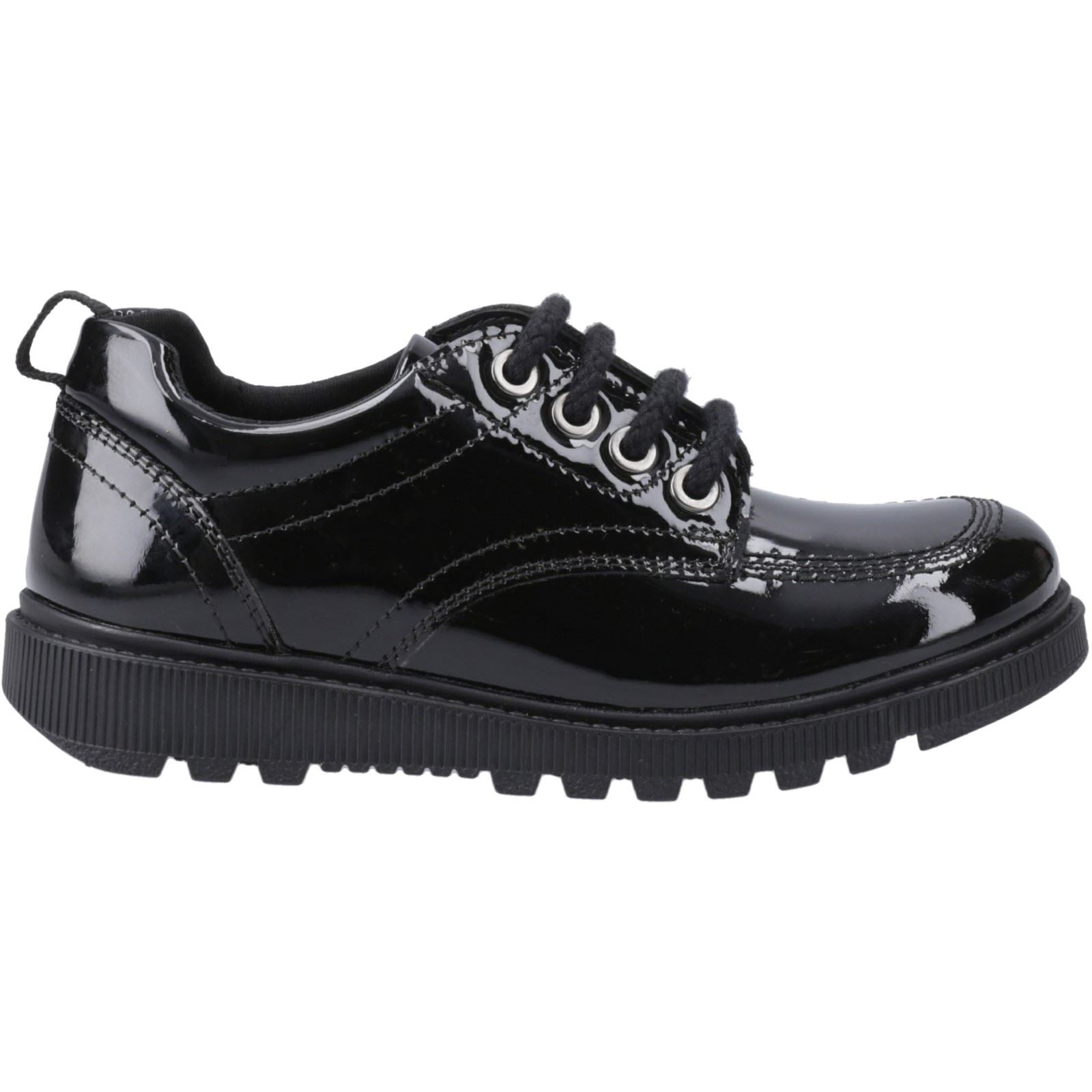 Hush Puppies Keeley Chaussures À Lacets Noires En Cuir Pour Filles