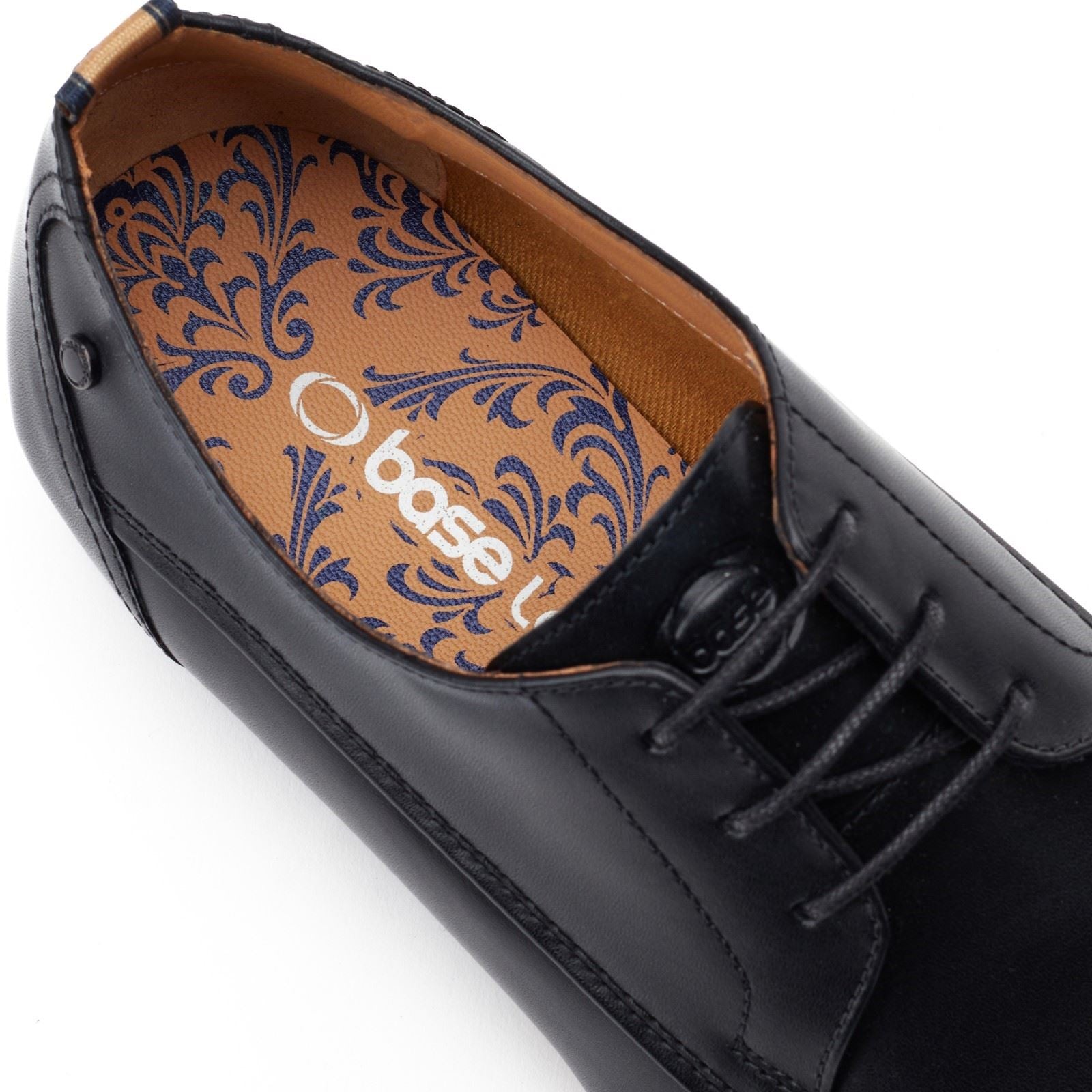 Base London Gambino Excel Chaussures En Cuir Noir À Lacets Pour Hommes