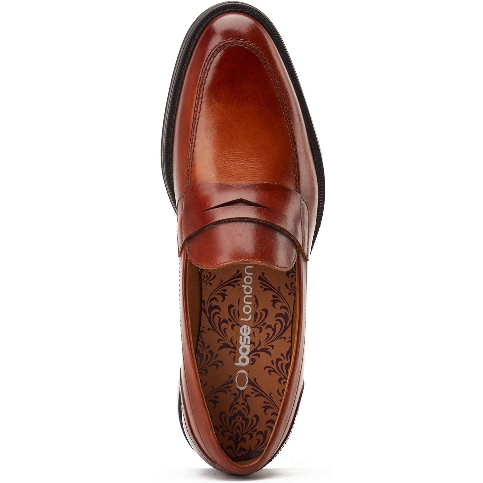Base London Kennedy Chaussures En Cuir Pour Hommes En Tan Brûlé À Enfiler