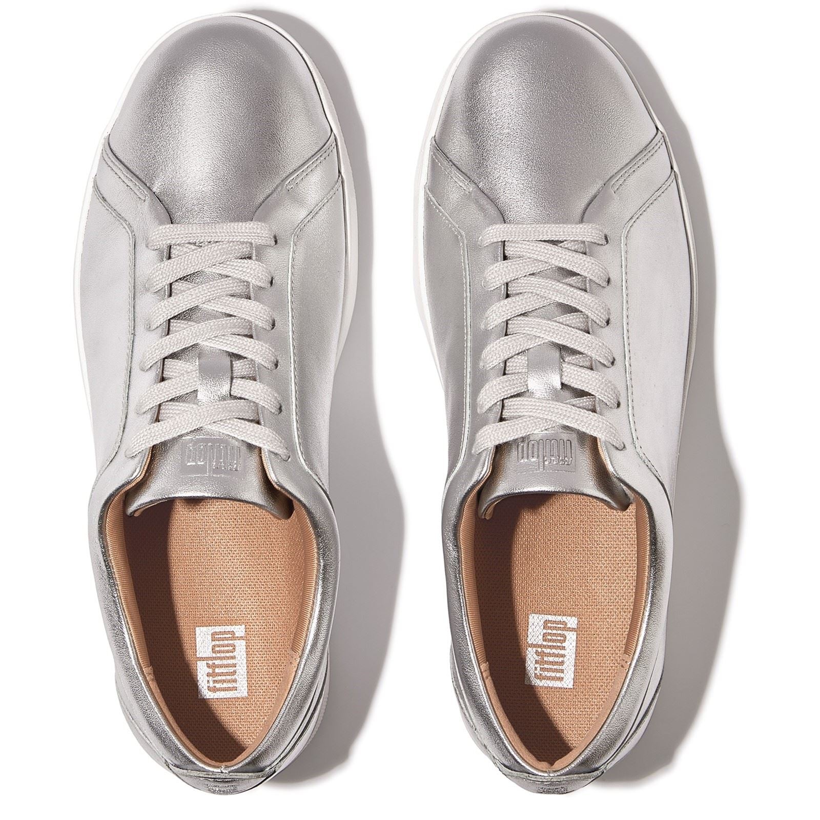 Fitflop Rally Baskets En Cuir Argentées Pour Femmes
