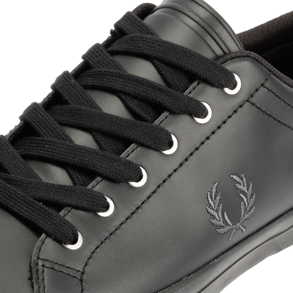 Fred Perry Baseline Baskets Noires En Cuir Pour Hommes