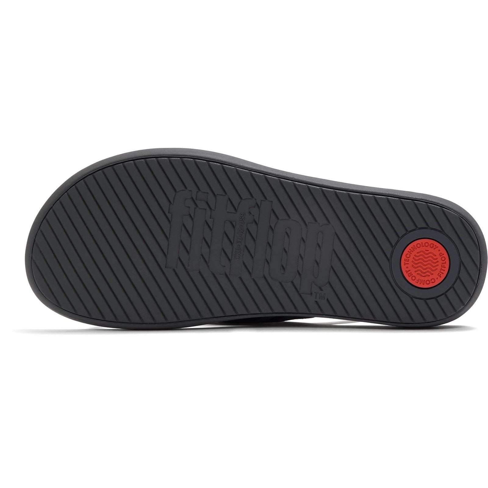 Fitflop iQushion Tongs En Polyester Pour Hommes Noires/Charbon