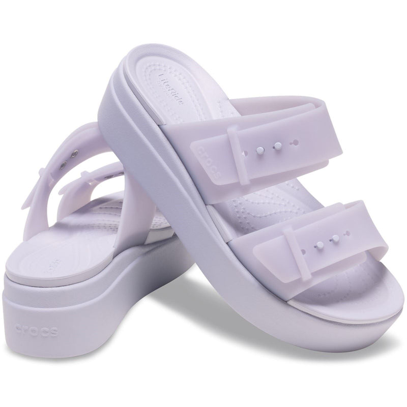 Crocs Brooklyn Buckle Low Wedge Sandales Violettes Pour Femmes