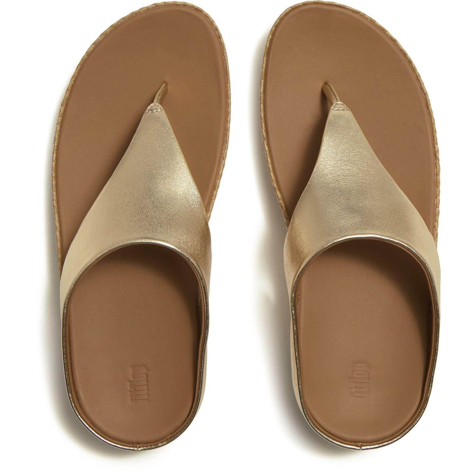 Fitflop Lulu Lux Graphic-Weave Toe-Post Sandales Platino En Cuir Pour Femmes