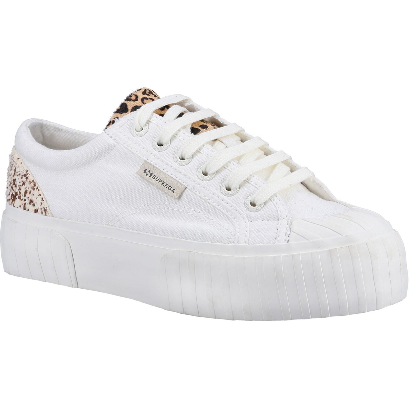 Superga 2631 Calfhair Details Sneakers Blancs Pour Femmes Avec Des Taches De Léopard Avorio.