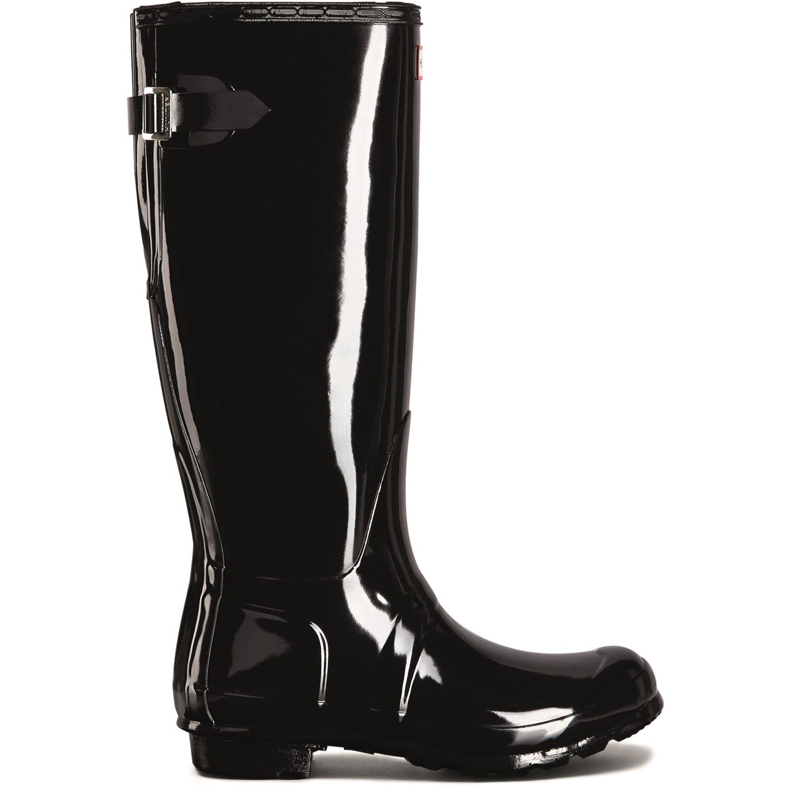 Hunter Tall Back Adjustable Gloss Bottes En Caoutchouc Pour Femmes, Noires