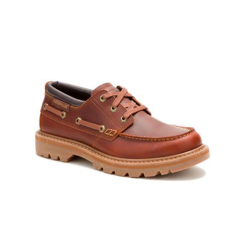 Caterpillar Colorado Boat Lo Chaussures En Cuir Pour Hommes Brunes À Lacets