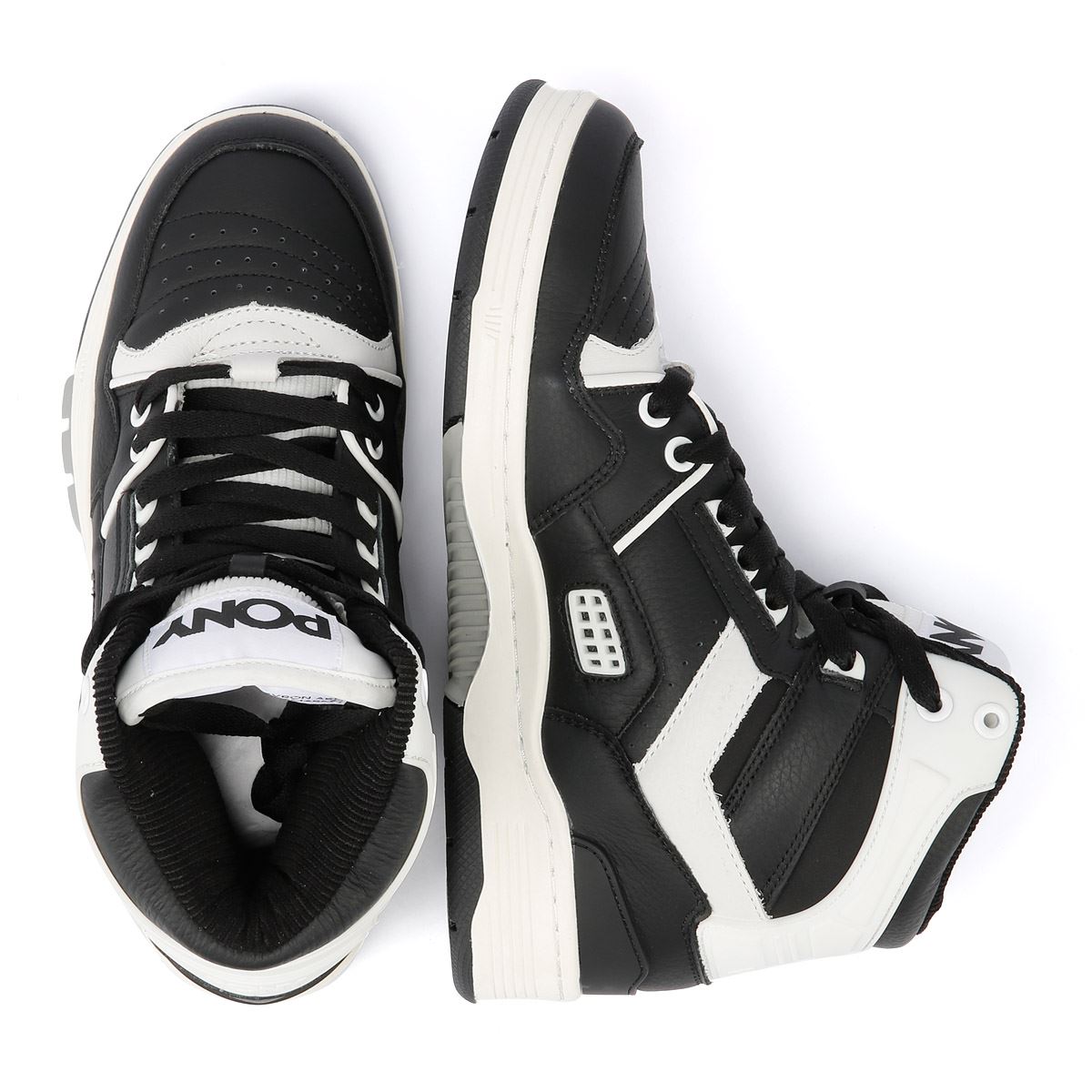 Pony M_100 Baskets En Cuir Noires/Blanches