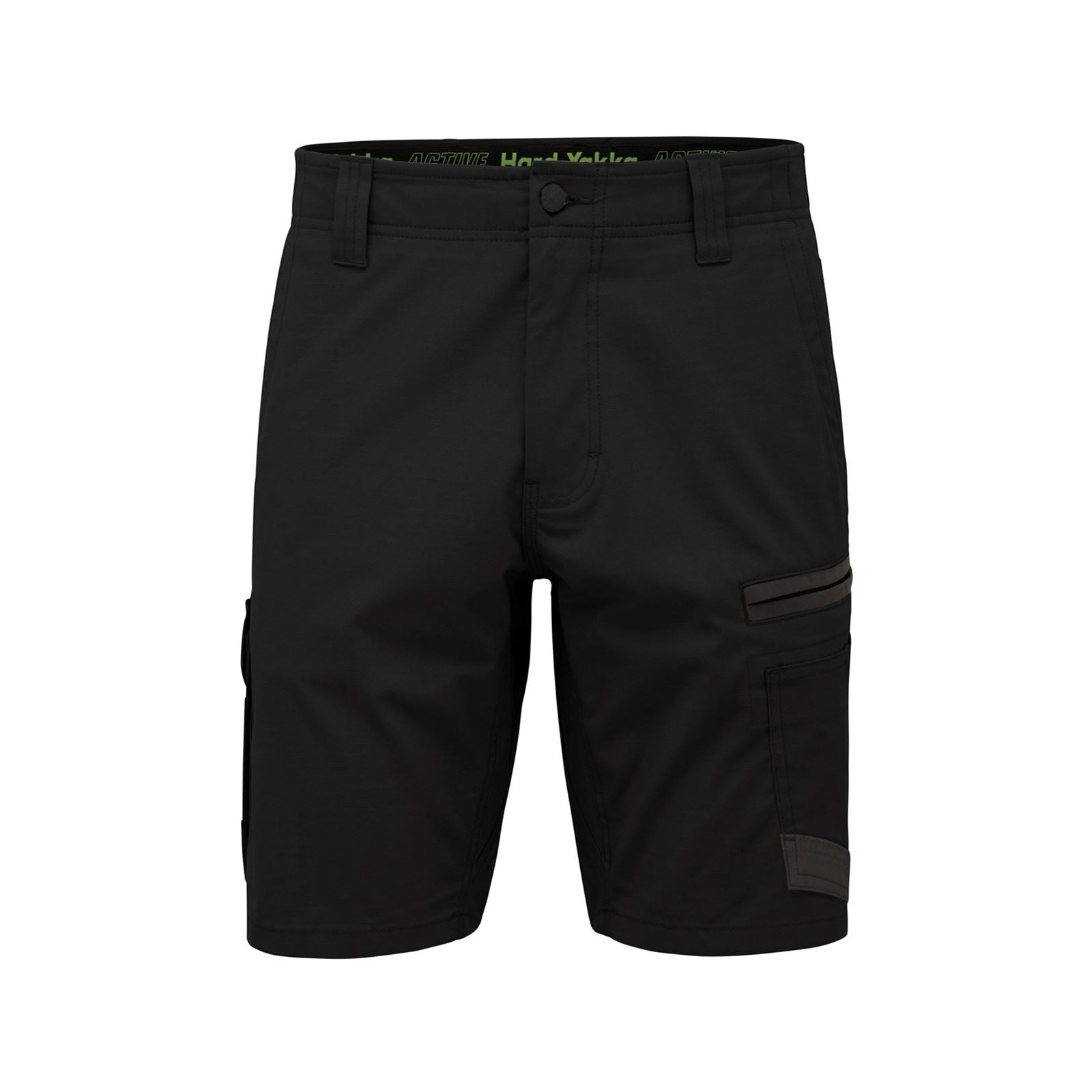 Hard Yakka Raptor Active Shorts En Coton Pour Hommes Noirs Jusqu'aux Genoux