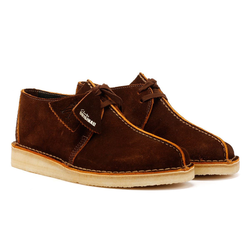 Clarks Originals Desert Trek Chaussures Homme En Daim Marron À Lacets