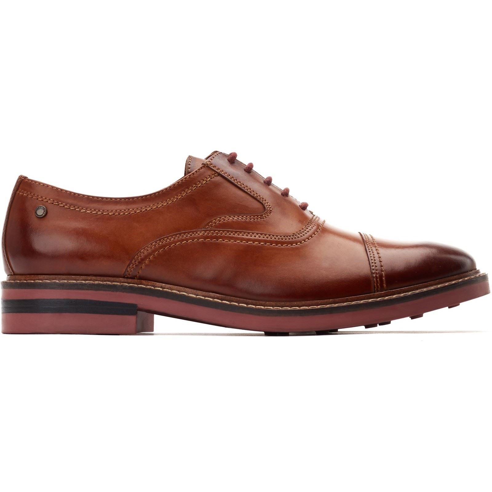 Base London Tatton Chaussures Oxford En Cuir Pour Hommes En Cuir Brûlé Tan