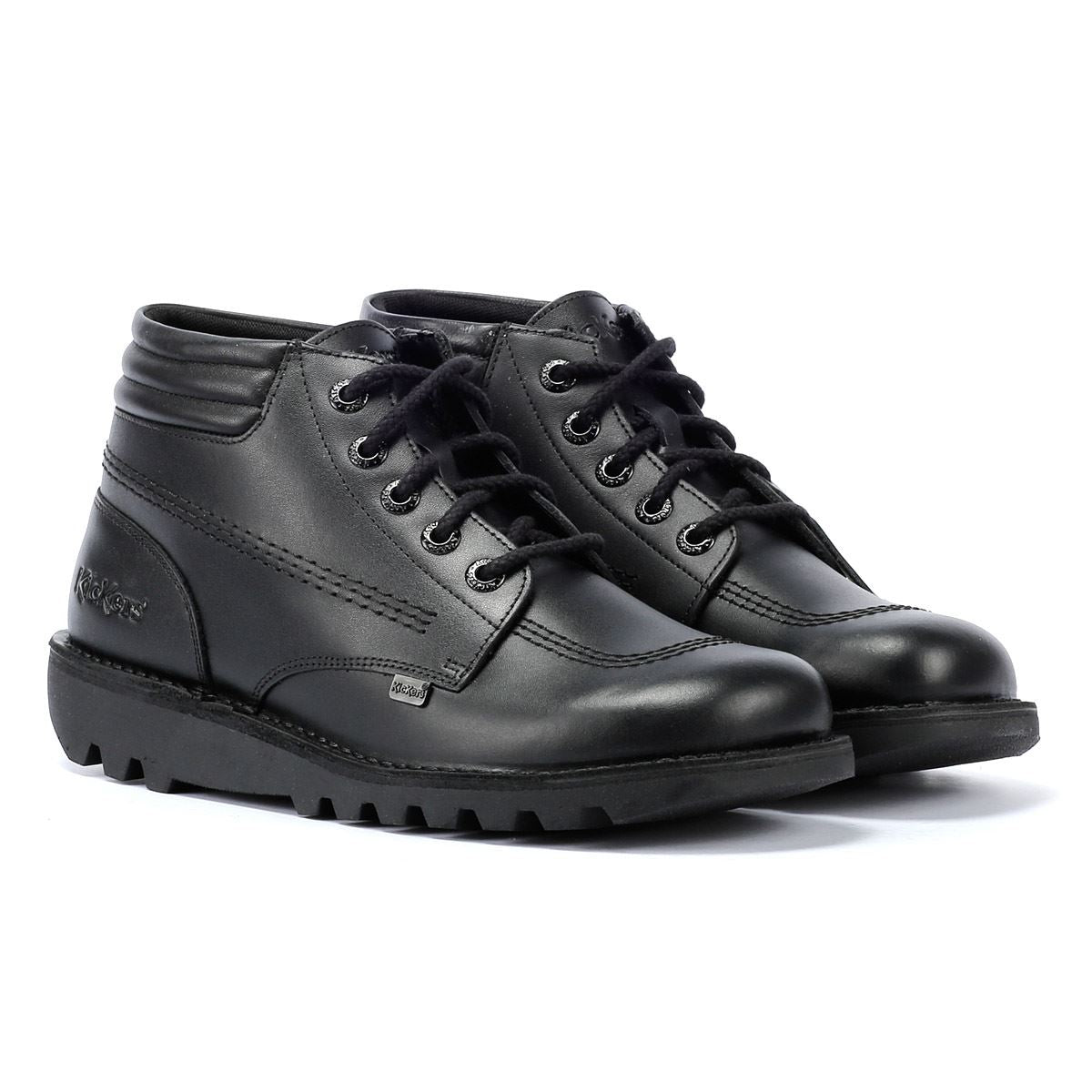 Kickers Kick Hi Padded Bottes En Cuir Noir Pour Hommes